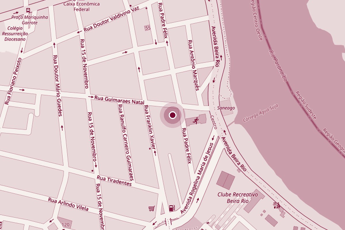 Mapa mostrando a ANALU na Rua Padre Félix, Setor Central, Itumbiara